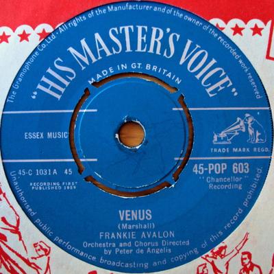 7-tommers Plate FRANKIE AVALON - Venus 45POP603 His Master's Vo 1959 UK Rock Brukt
