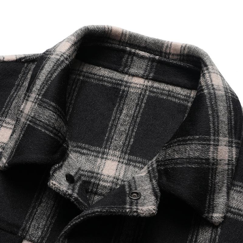 Autumn and Winter New Men's Handmade Double-sided Tweed Jacket British Lapel Youth Plaid Woolen Jacket Jacket Men