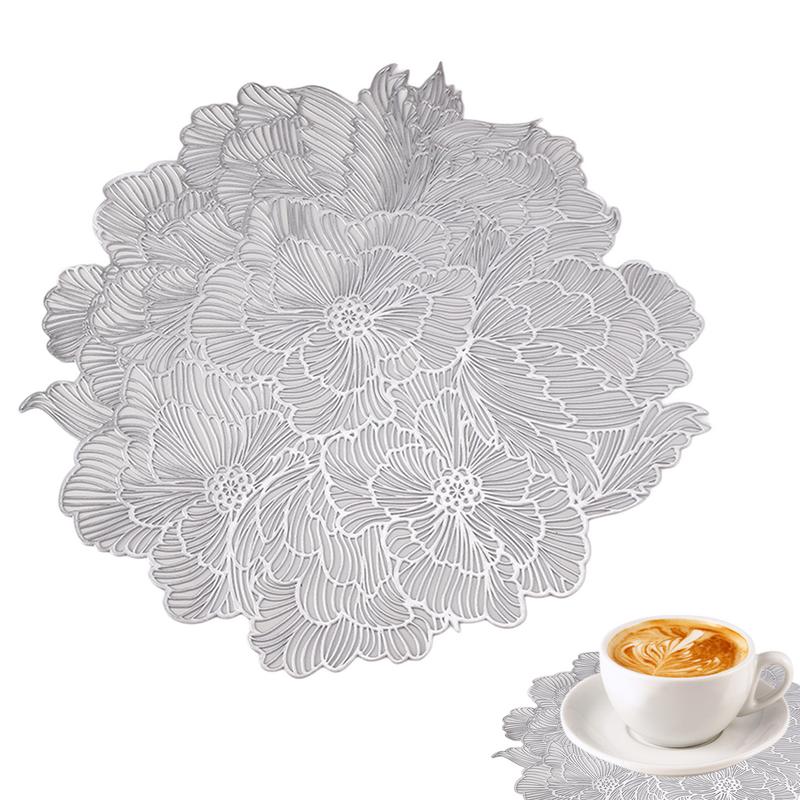 Placemat Elegant Tablemat Flower Shape Placemats PVC Waterproof Place Mat for Kitchen Dining Table Holiday Wedding Party
