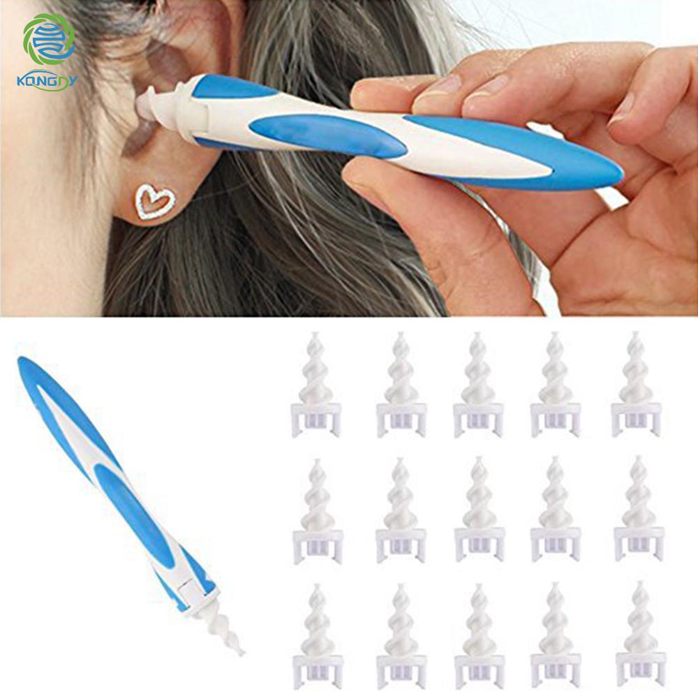16 Tips Spiral Ear Cleaner Rotating Smart Earpick Easy Earwax Removal Soft Spira Cleaner