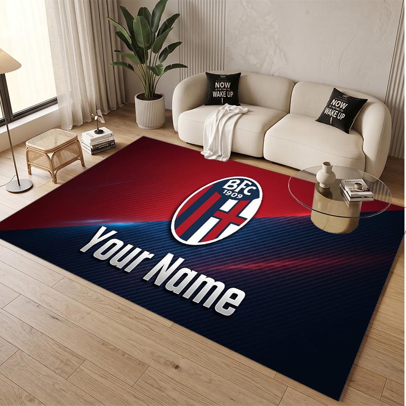Personalized Crystal Velvet Carpet Bologna FC Pattern Non Slip Floor Rug