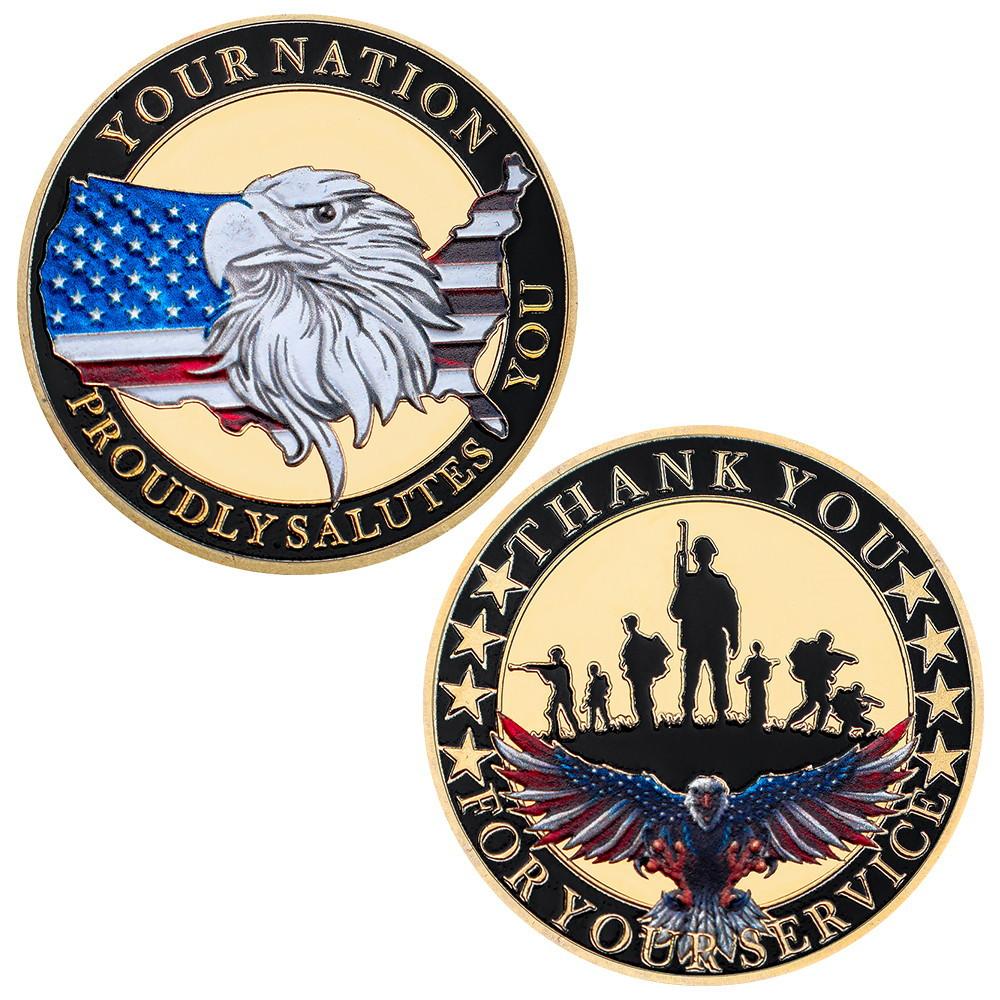Veterans Memorial Coins, Commemorative Medals, Enthusiasts Collection Souvenirs, Graduation Season Day Gifts золотой