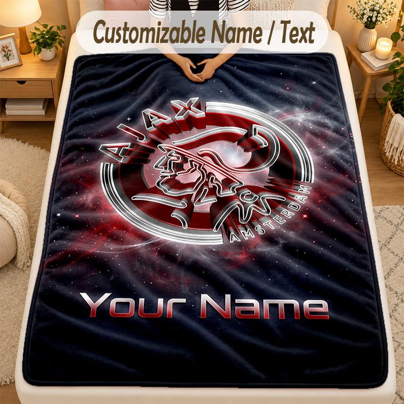 Flannel BlanketAjax Amsterdam Custom Name Text Personalized Soft Warm Throw Blanket Home Decor Gift