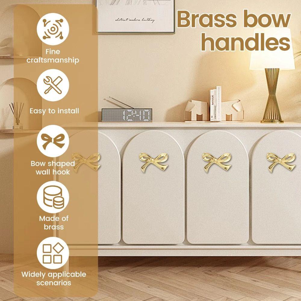Luxury Cabinet Door Knobs Retro Wardrobe Drawer Pulls Creative Bow Tie Brass Handle  Dresser