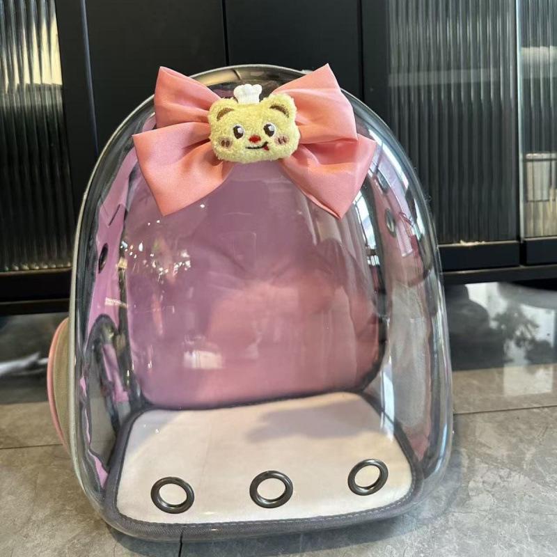 Portable Cat Carrier Backpack with Bow - Cute Space Capsule Design