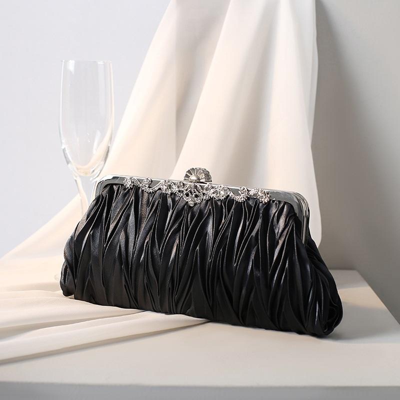 Pleated Women Evening Clutch Bag Elegant Handheld Purse Bridal Wedding Formal Dress Handbag For Banquet Party