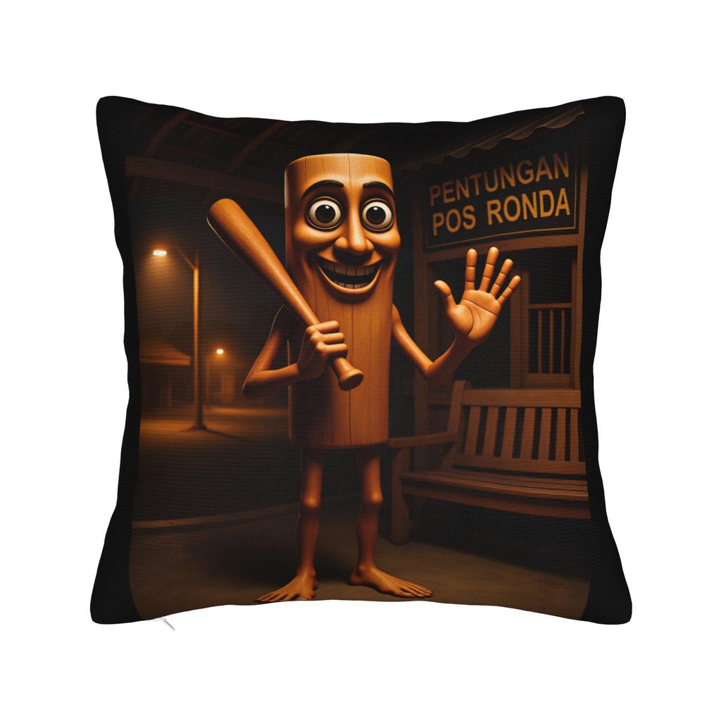 Pillow Cover Tung Tung Tung Sahur Bootleg Brainrot Italian Brainrot Meme Trendy Pillow Case For Living Room Chair Pillowcases