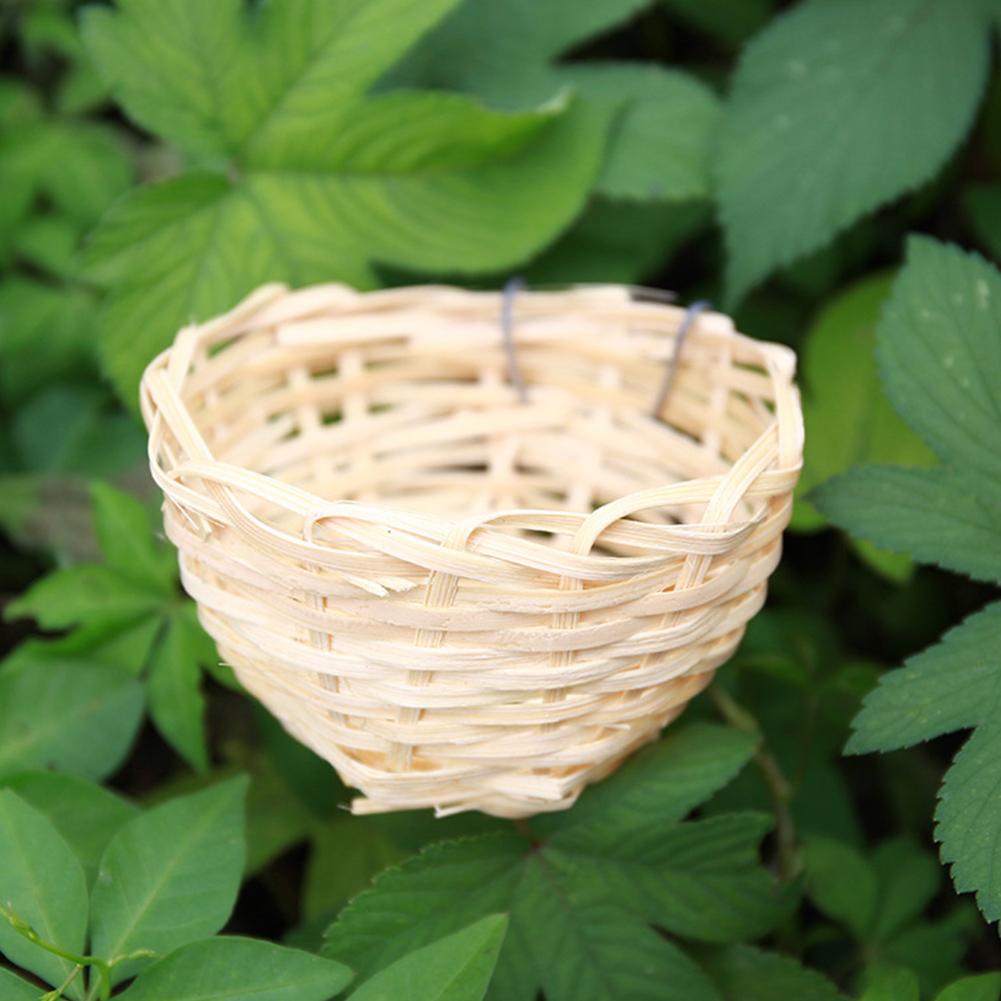 Bambusgewebe mit Haken für Vogelnester Naturgras Outdoor Haus Käfig Vogel Vogel Ei Käfig Deko F0F7
