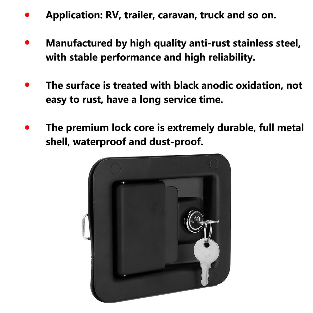 Car Door Lock Stainless Steel with 2 Keys Modification Replacement for Trailers RVs Trucks