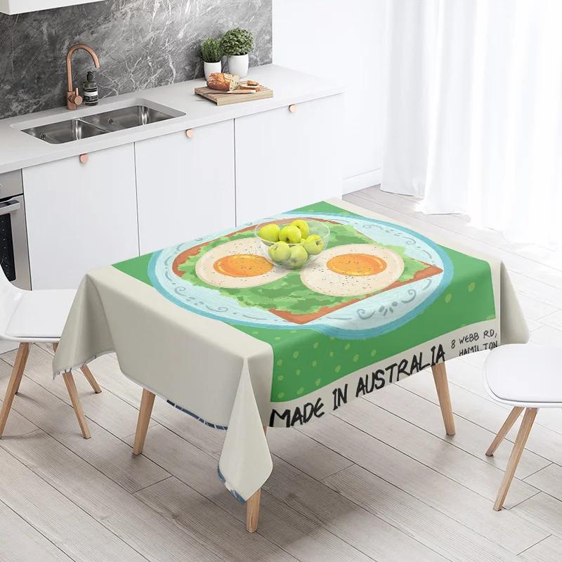 Yemek Temalı Masa Örtüsü Su Geçirmez ve Yağ Geçirmez Masa Örtüsü Nordic Tarzı Mutfak Masa Örtüsü Modern Ev Dekorasyonu