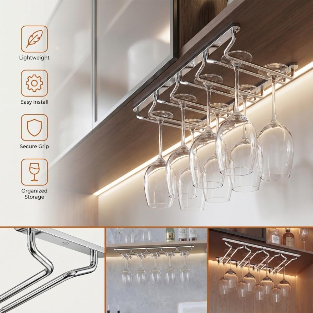 27/35cm Under Cabinet Stemware Holder 1/2/3 Row Hanging Cup Holder Home Storage