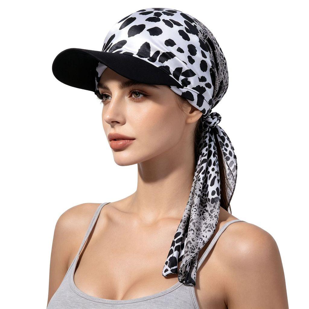 Fashion Print Silk Scarf Headwear With Sun Protection For Outdoor Activities