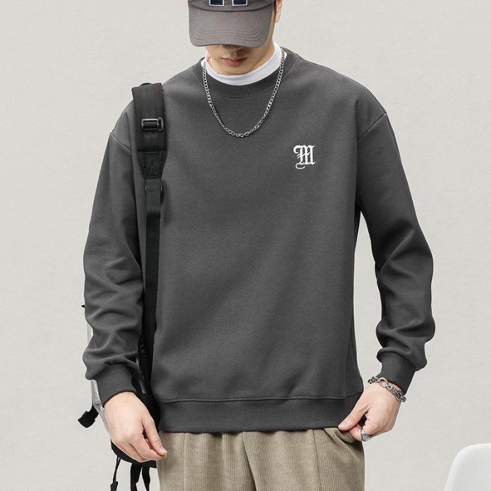 2025 A/W Men's Heavyweight Crewneck Sweatshirt: Trendy, Embroidered, Loose-fit, Versatile Casual Sportswear