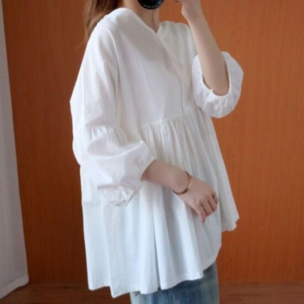 Navava Women Lovely Loose Fit Shirring Puff 3 4 Sleeve Blouse Nb3075