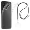 Case and Neck Strap for Xiaomi REDMI 9A - Transparent Soft TPU Adjustable Black Cord Phonillico®