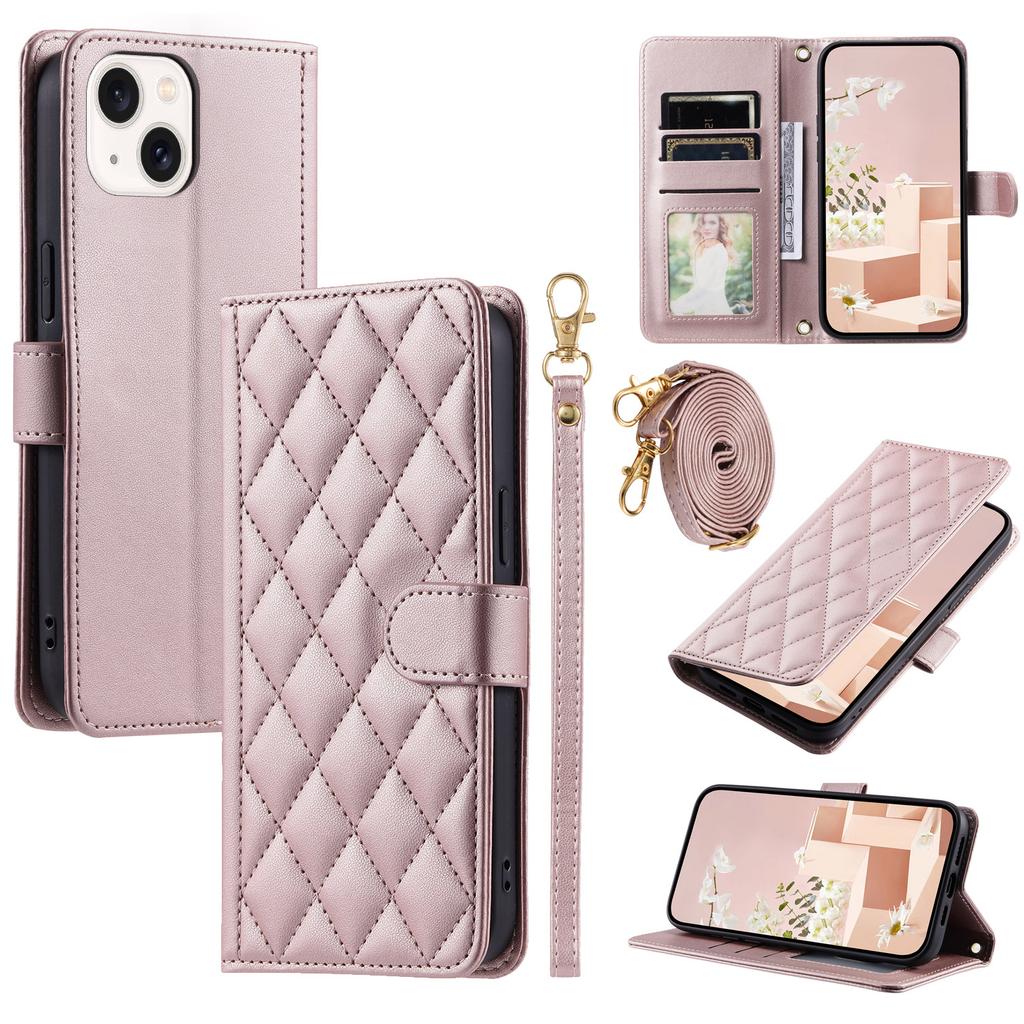 For iPhone 15 Plus Case Wallet Leather Phone Cover with Crossbody Shoulder Strap