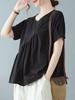 Women Loose Blouse Short Sleeved Flared Vintage Holiday T-Shirts