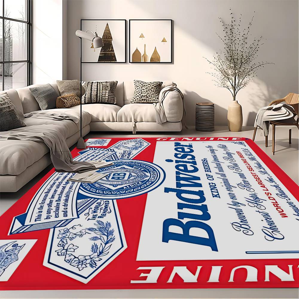King Of Beer B-Budweiser Floor Mat INS Style Soft Bedroom Floor House Laundry Room Mat Anti-skid Household Carpets