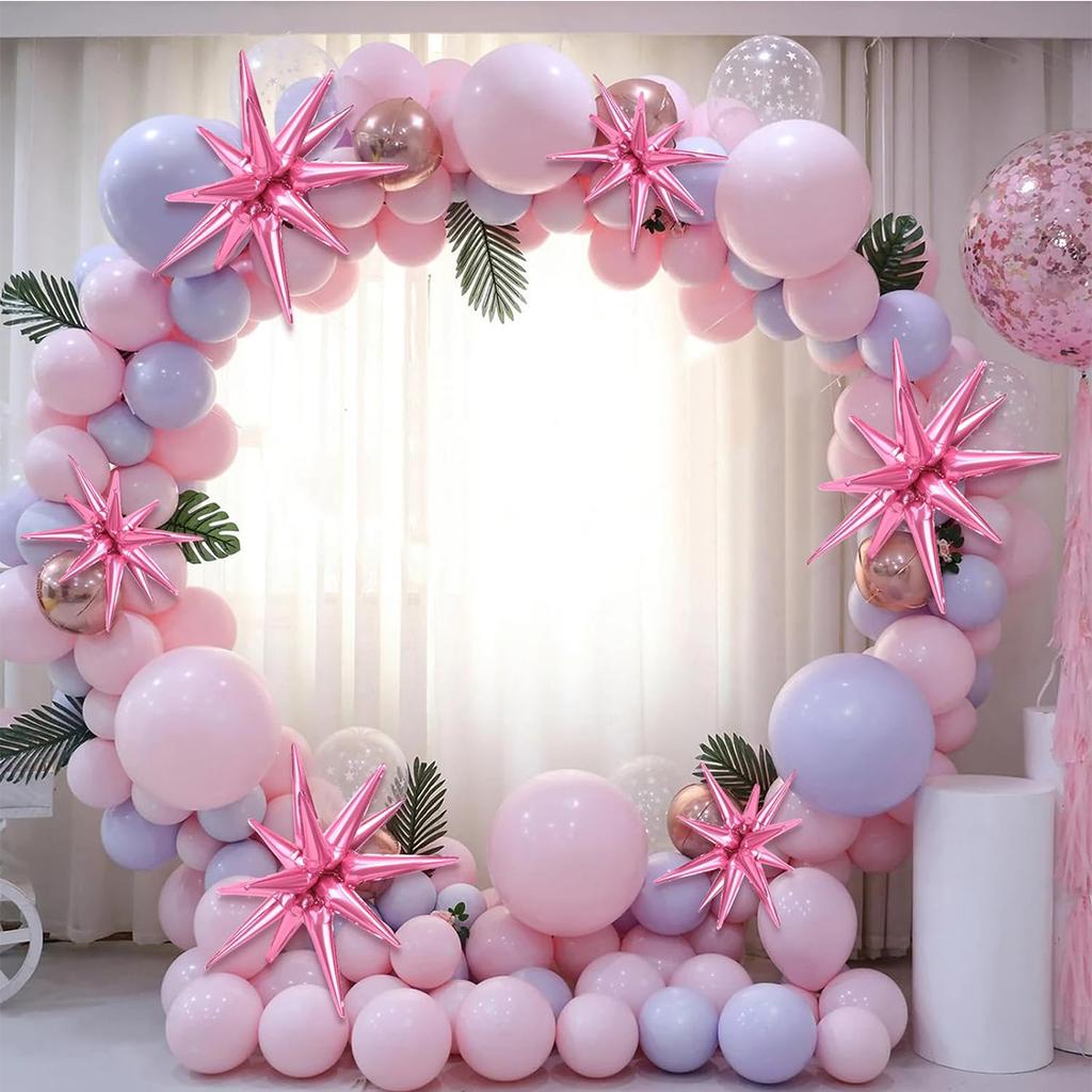 8Pcs Star Balloons Huge Pink Explosion Star Aluminum Foil Balloons for Birthday Baby Shower Wedding Party Pink Party Decorations