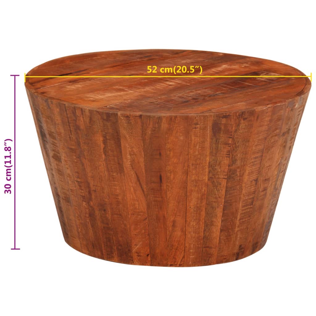 Vidaxl Coffee Table, Ø 52X30 Cm, Raw Solid Mango Wood