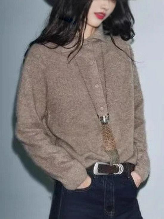 Autumn/Winter Women's French Street Style High Neck Knit Cardigan - Versatile Outerwear
