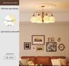 Romantic French Cream Chandelier for Living Room, Retro Walnut Pendant Light for Bedroom or Dining Room. Eye-Protecting Style.