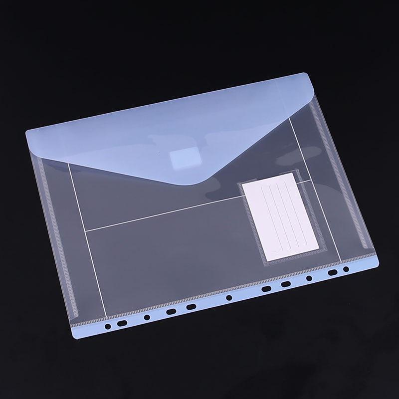 Transparent 11-Hole Loose-Leaf File Bag with Velcro Fastener for Students