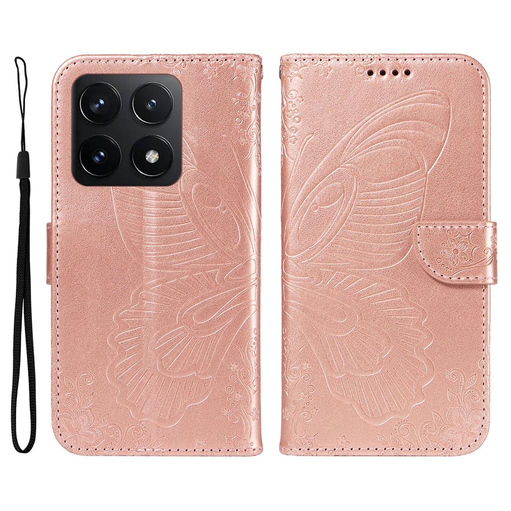 For Xiaomi 14T Case Butterfly Pattern Leather Wallet Flip Phone Cover