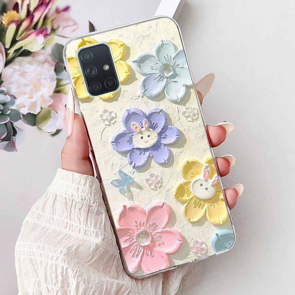 For Samsung Galaxy A71 Case SM-A715F Cover Fashion Butterfly Flower Soft Clear Silicone Phone Cover For Samsung A51 A 51 5G Capa
