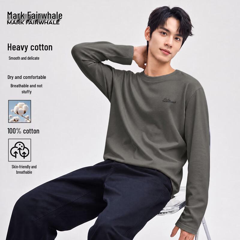 MARK FAIRWHALE Men's Heavyweight Cotton Long Sleeve T-Shirt