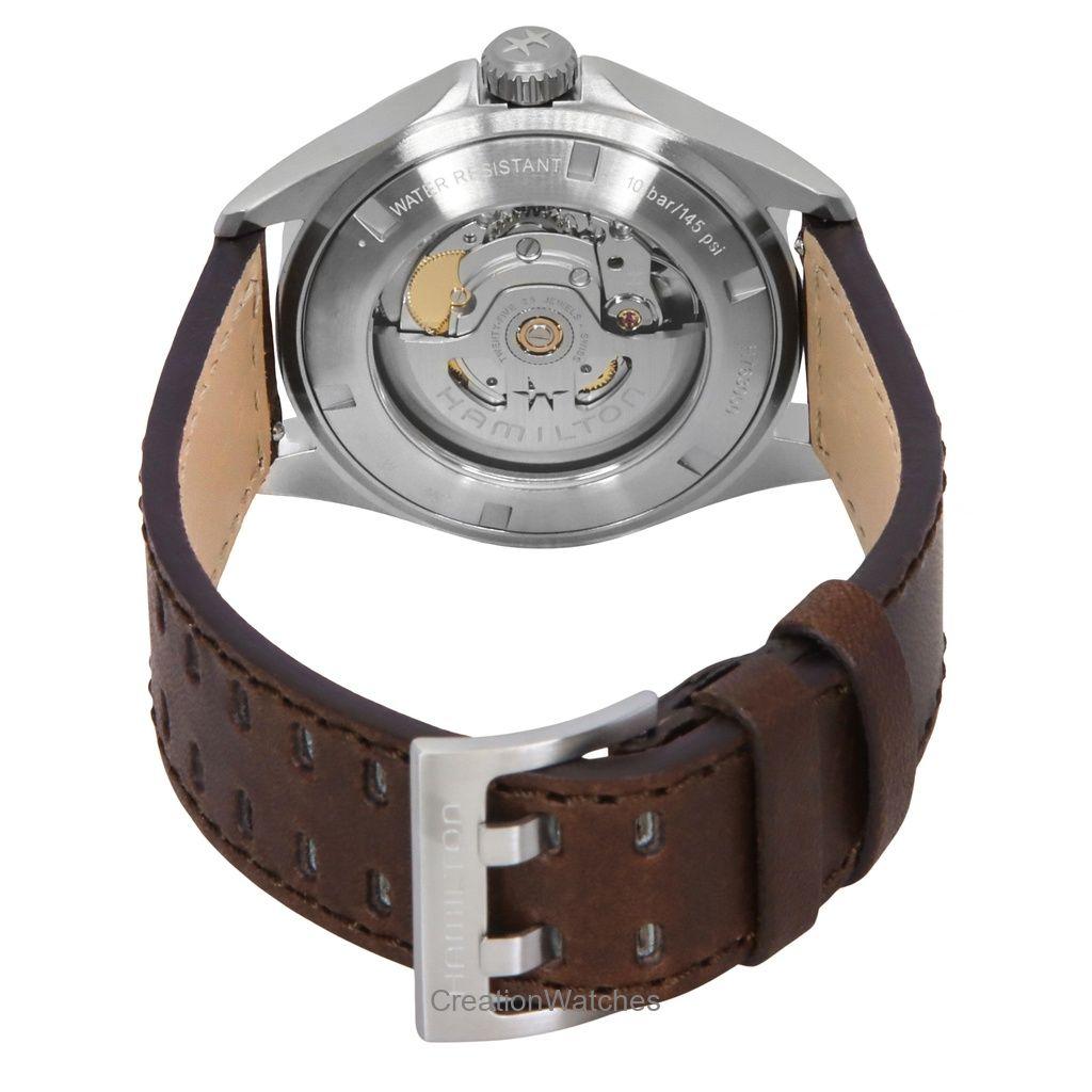 Hamilton Khaki Aviation Pilot Leather Strap Black Dial Automatic H76305530 100M Men's Watch