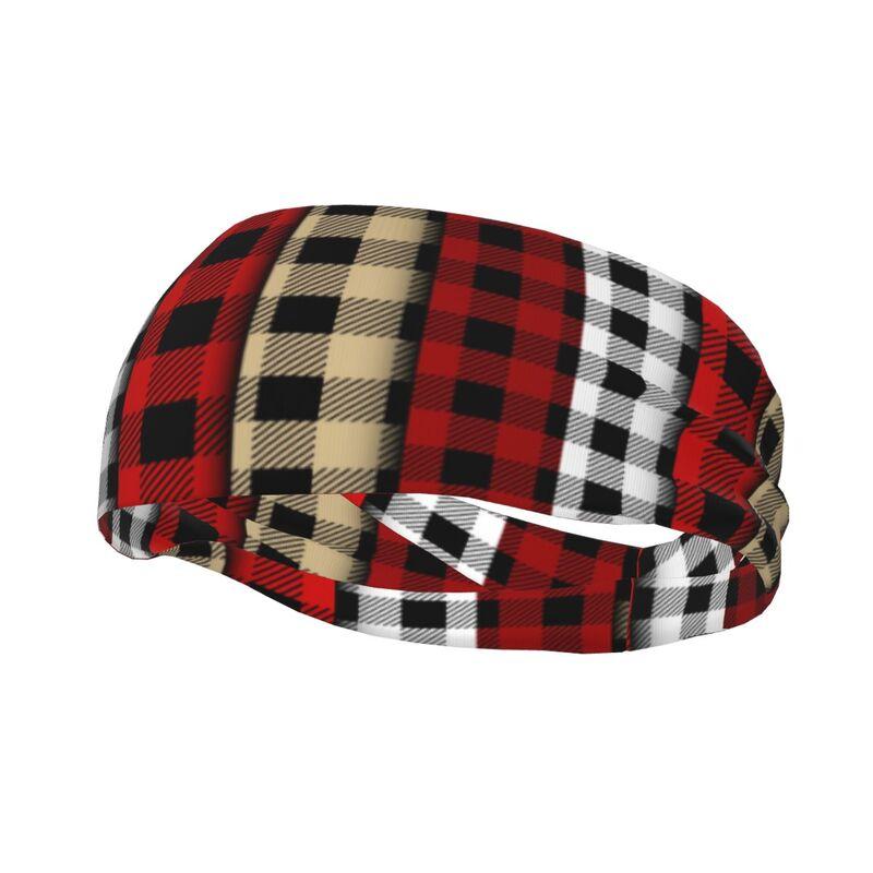 

Set of Lumberjack Buffalo Plaid Print Sports Sweatband Head Bands for Women Men Non-Slip Headbands for Running Yoga Fitness Gym