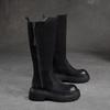 Johnature Retro High Boots Genuine Leather Fashion Side Zipper Knight Boots Thick Soled Women's Shoes