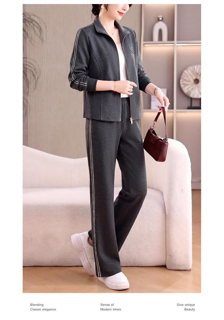 Damen 2026 Elegantes Zwei-Teiler Sportanzug für Frühling & Herbst - Locker Geschnittener Cardigan & Kapuzenpullover mit Revers