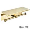 Multifunktionaler Toilettenpapierhalter mit Ablage Wandmontage Doppelrollen-Handtuchhalter Badezimmer Gold