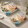 Woven Sailboat Ocean Print Bath Towel, Soft Absorbent Quick Dry Beach Towel, Seagull Wave Lighthouse Kids Towel