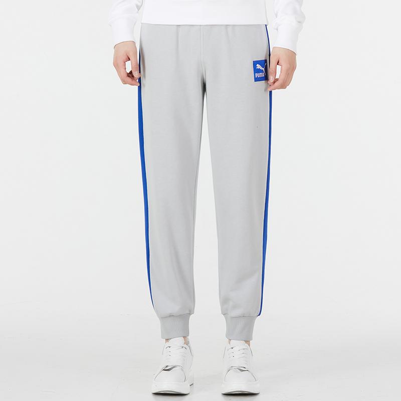 Puma Embroidered Blocking Joggers With Cuffed Ankles And Contrast Side Panel Unisex Bottoms Grey 536776-07
