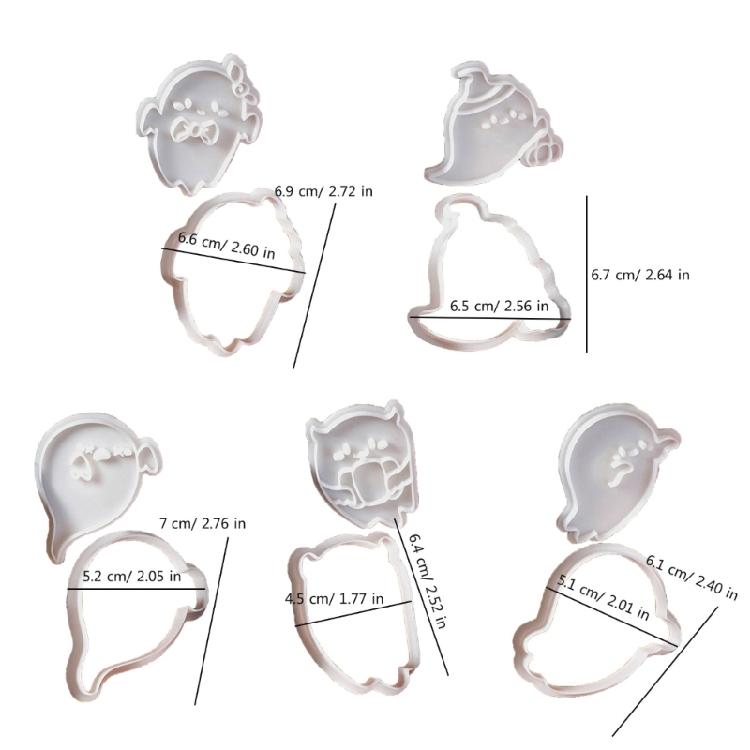 5Pcs Halloween Themed Cookie Cutter Set Halloween Biscuits Molds Set Eerie Specters Shape Biscuits Silicones Molds