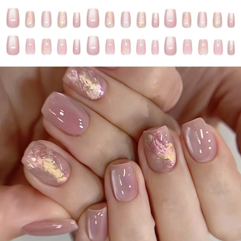 Cats Eye Artificial Nail Short Square Press On Nail Full Cover Acrylic False Nail For A Variety Of Social Gatherings
