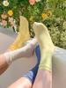 Women Colorful Loose No Pilling Socks Knitting Rib Ice Thin Spring Summer Female Socks High Tube Streetwear College Style Sock
