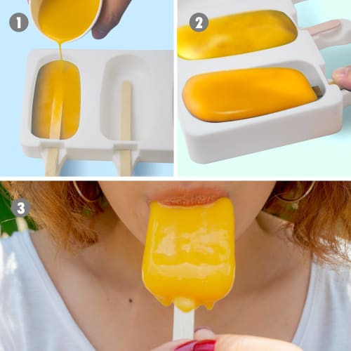 Silicone Popsicle Mold, 4 Cavity, Large Cakesicle, Silicone Mold, Oval, BPA-Free, Homemade Cake Pop Mold with Lid & 100 Wooden Sticks for DIY Popsicle