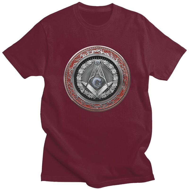 Custom Masonic Mason Freemason Tshirt for Men Short Sleeve T Shirt Cool Freemasonry Tshirts Slim Fit 100 Cotton Tees Gift