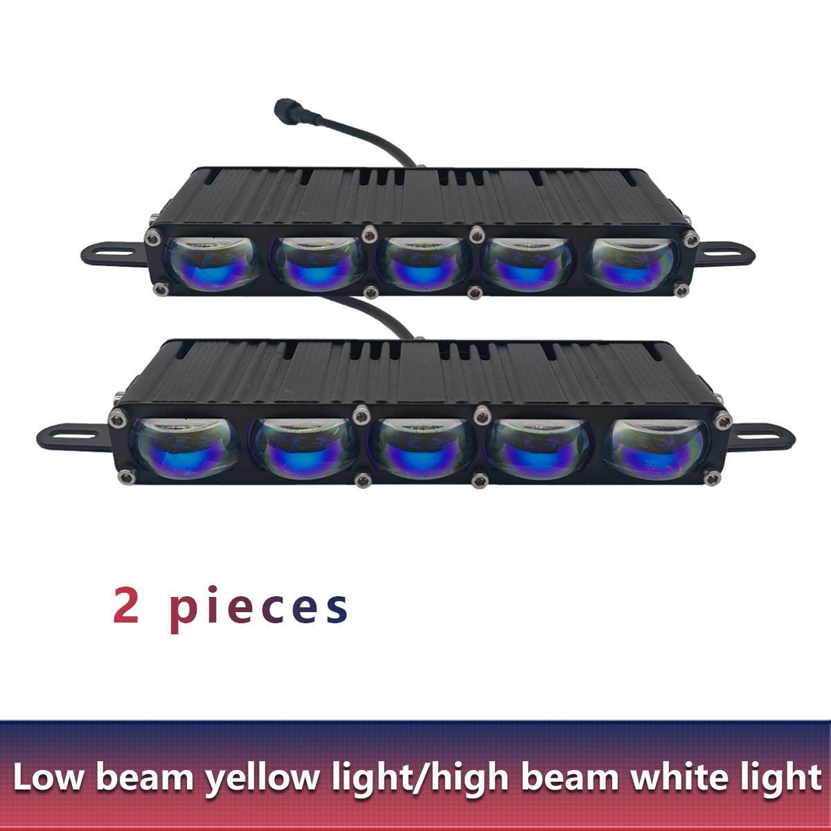 

5 LED Car Grill Driving Lights Projector Fog Lamp for Truck Offroad UTV ATV Motorcycle Universal LED Bar Hi-Lo Beam White Yellow 1 Set жовтий/білий
