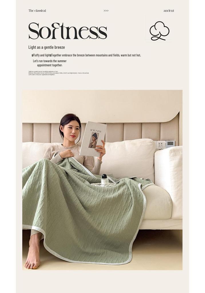 Class A Pure Cotton Three-Layer Gauze Blanket: Summer Cool, All-Season Jacquard Nap & Air Conditioning Quilt