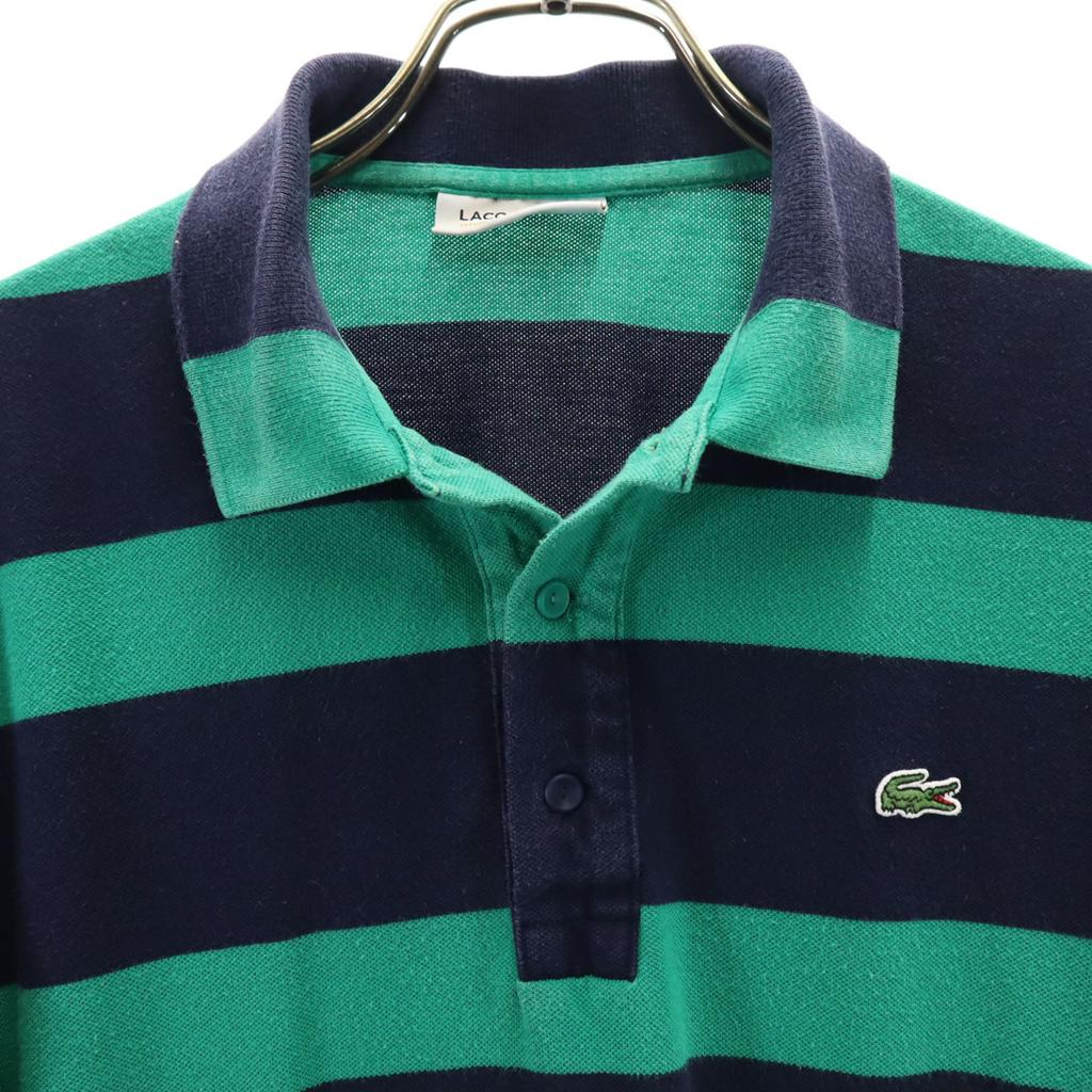 Lacoste Vyrobeno v Japonsku Vzor s pruhy Polo tričko s krátkým rukávem 4 Námořnická modř Pánské Použité