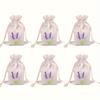 Imitation Hemp, Lavender Pattern, Gift Bundle Pocket, Storage Bag, Convenient To Carry, Printable, Wedding Gift Bag, Souvenir Bag
