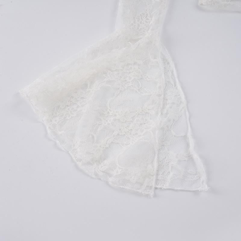 Elegant Lace Bell Sleeve Off-Shoulder Sheer Cover-Up