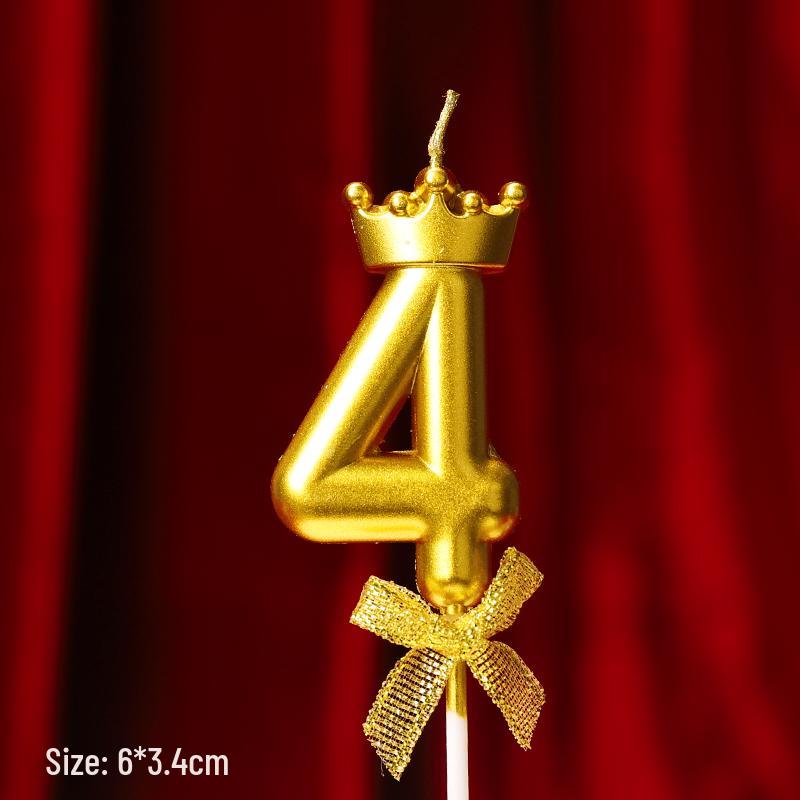 Gold Number Birthday Candles - Cartoon Cake Decorations for Kids' Parties