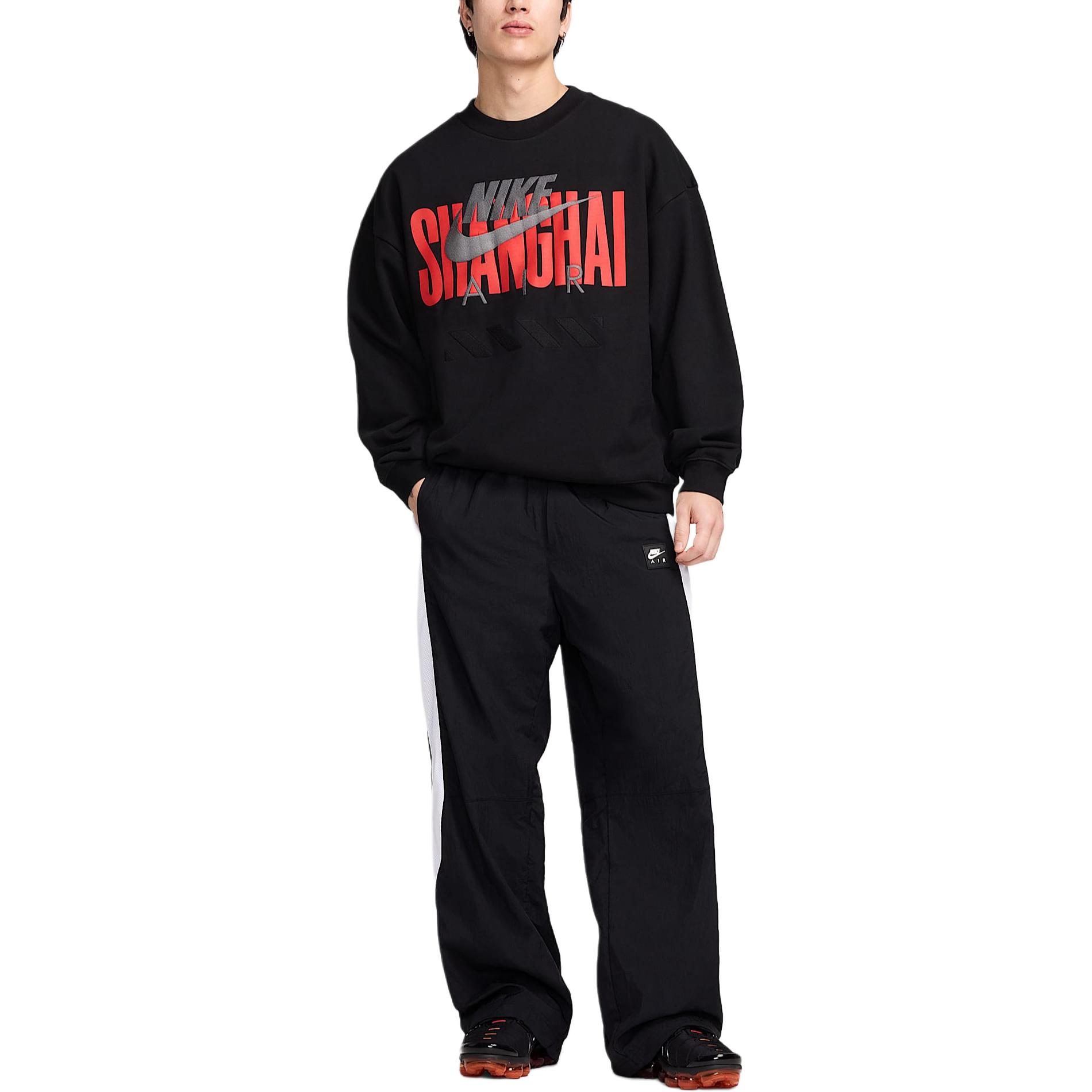 

Nike Air Comfortable Crewneck Sweatshirt Men Tops Black White HJ0305-010 XL