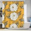Modern Floral Shower Curtain White Yellow Bathroom Decor with Waterproof Fabric for Bathrooms Size Customizable (180x274cm)